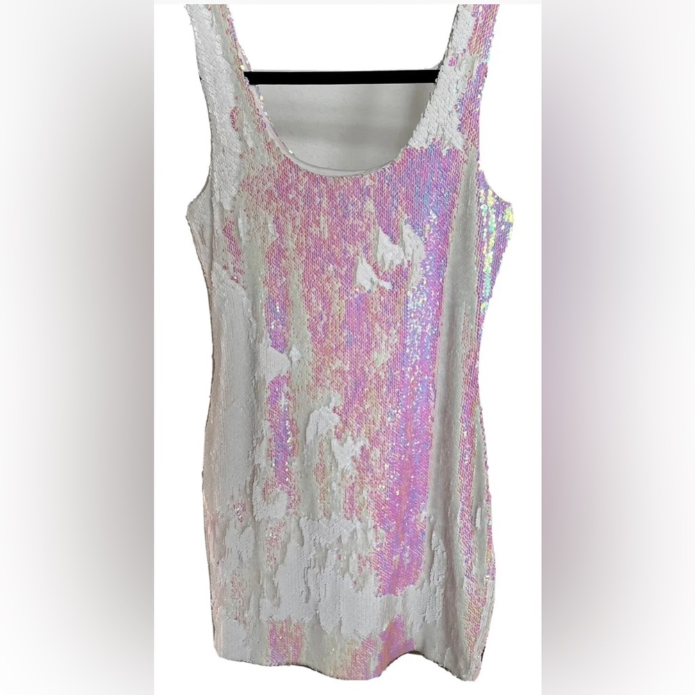 Misses Women White Reversible Sequin Tank Dress Size Medium Charlotte Russe